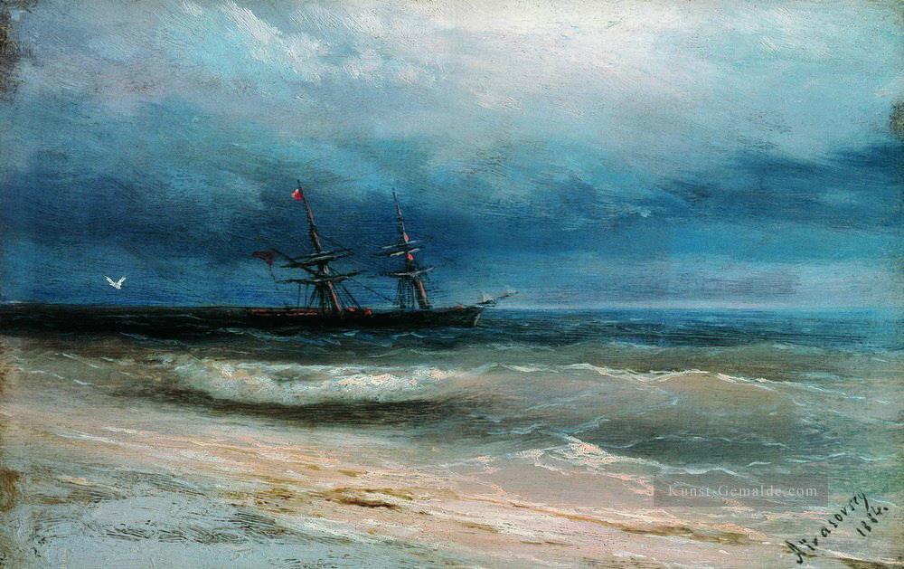 Meer mit einem Schiff 1884 Verspielt Ivan Aiwasowski russisch Ölgemälde